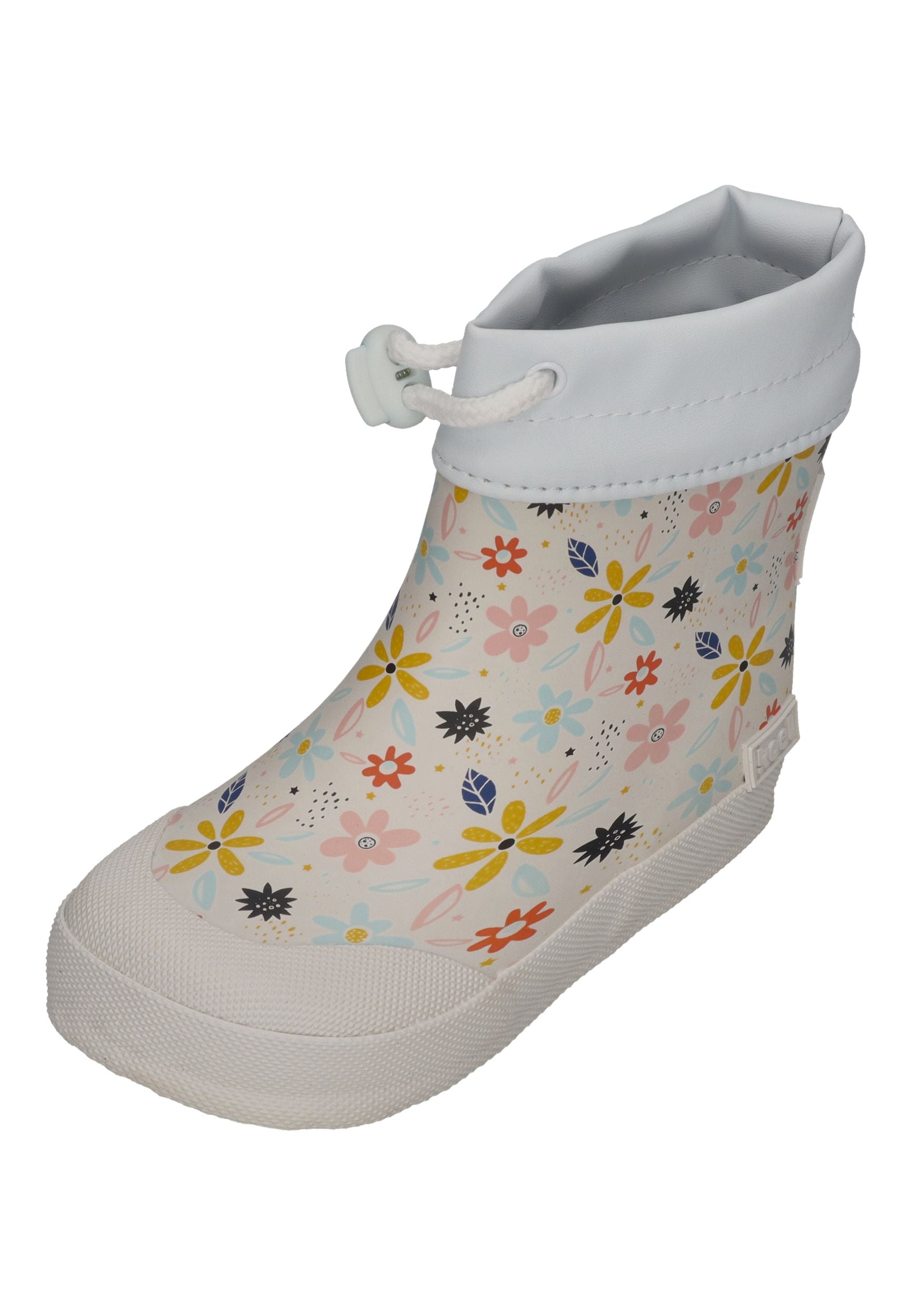 KOEL Barefoot Gummistiefel für Kleinkinder WIBI PRINT WOOL flowers white