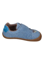 KOEL Barefoot Kinder Hausschuhe mit Klettverschluß DAN FELT PRINT jeans