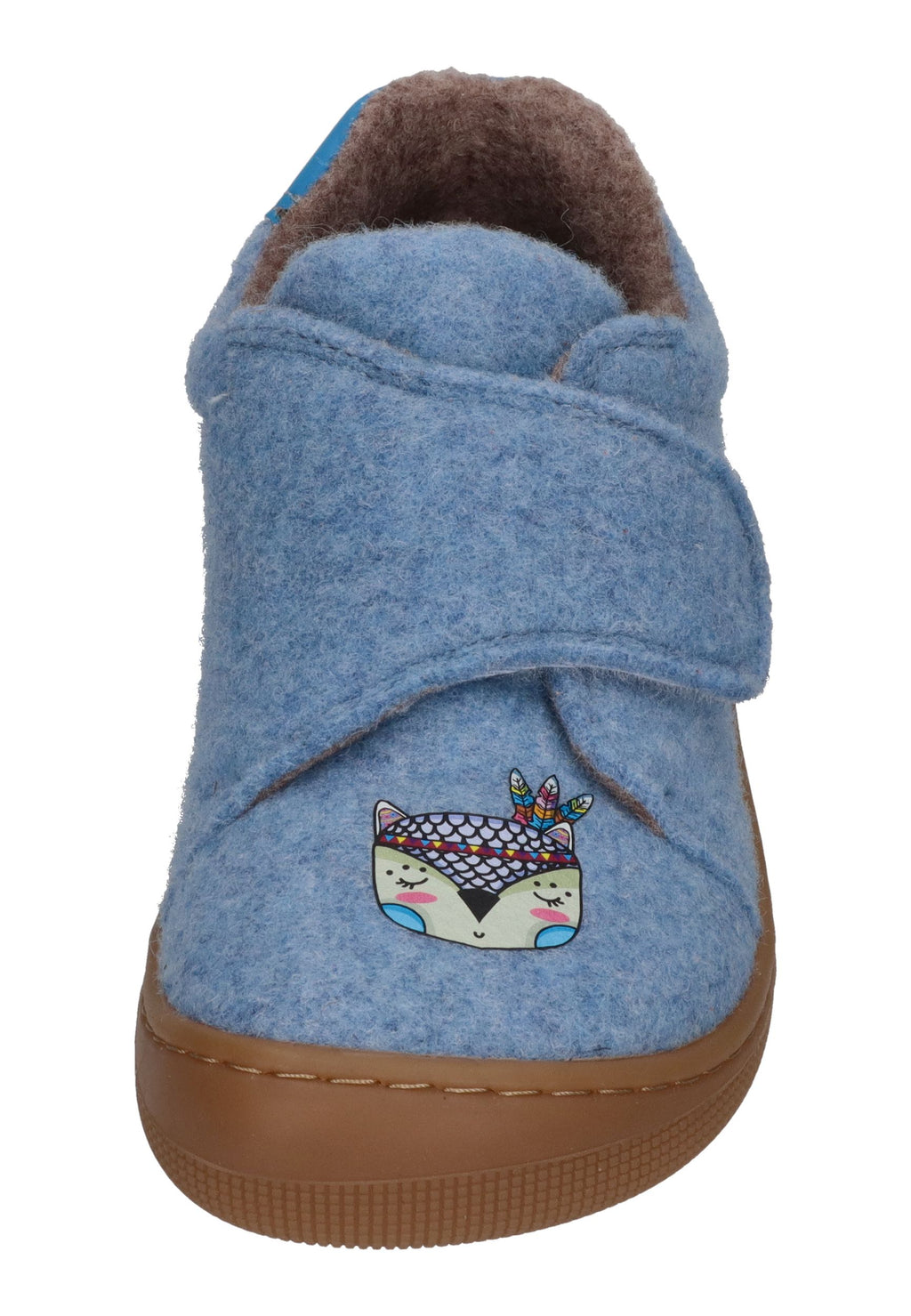 KOEL Barefoot Kinder Hausschuhe mit Klettverschluß DAN FELT PRINT jeans