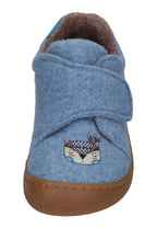 KOEL Barefoot Kinder Hausschuhe mit Klettverschluß DAN FELT PRINT jeans