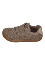KOEL Barefoot Kinder Hausschuhe mit Klettverschluß DAN FELT beige