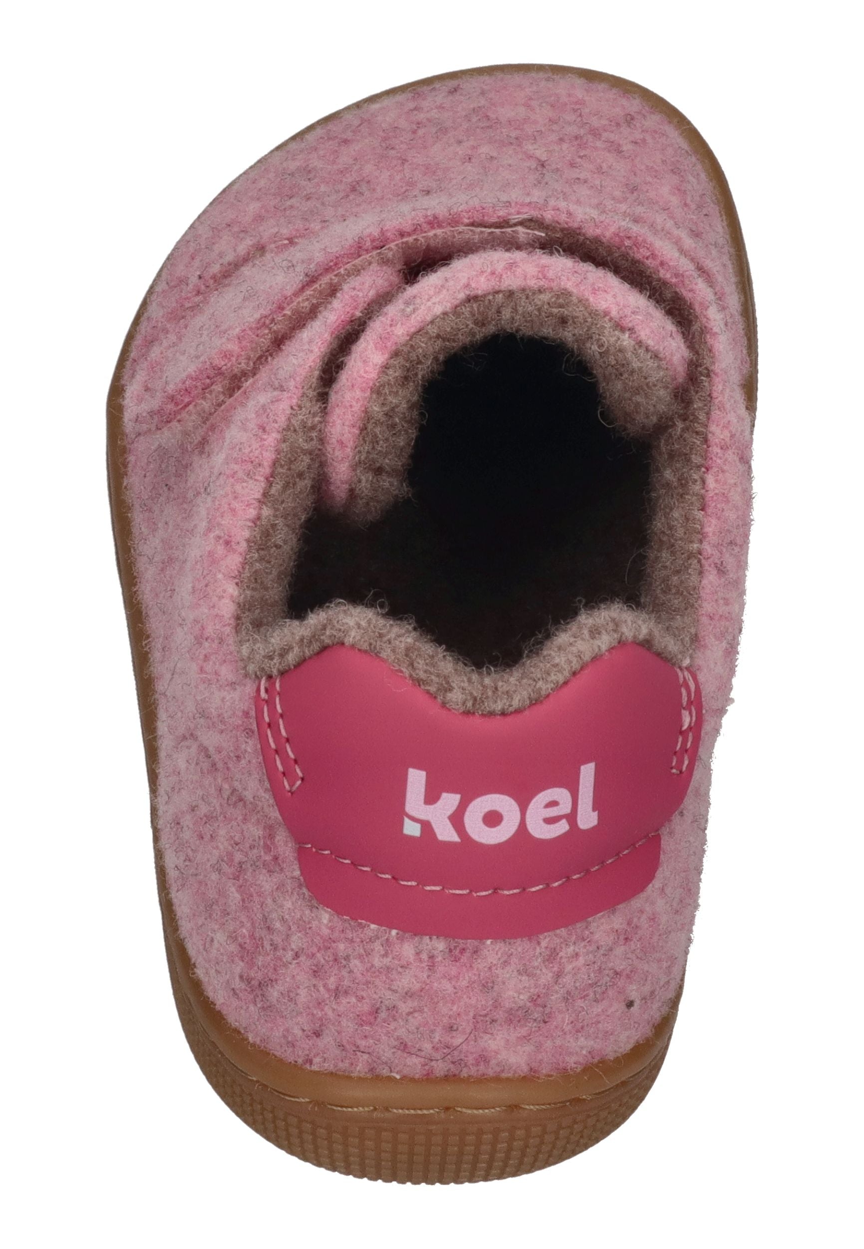 KOEL Barefoot Kinder Hausschuhe mit Klettverschluß DAN FELT pink