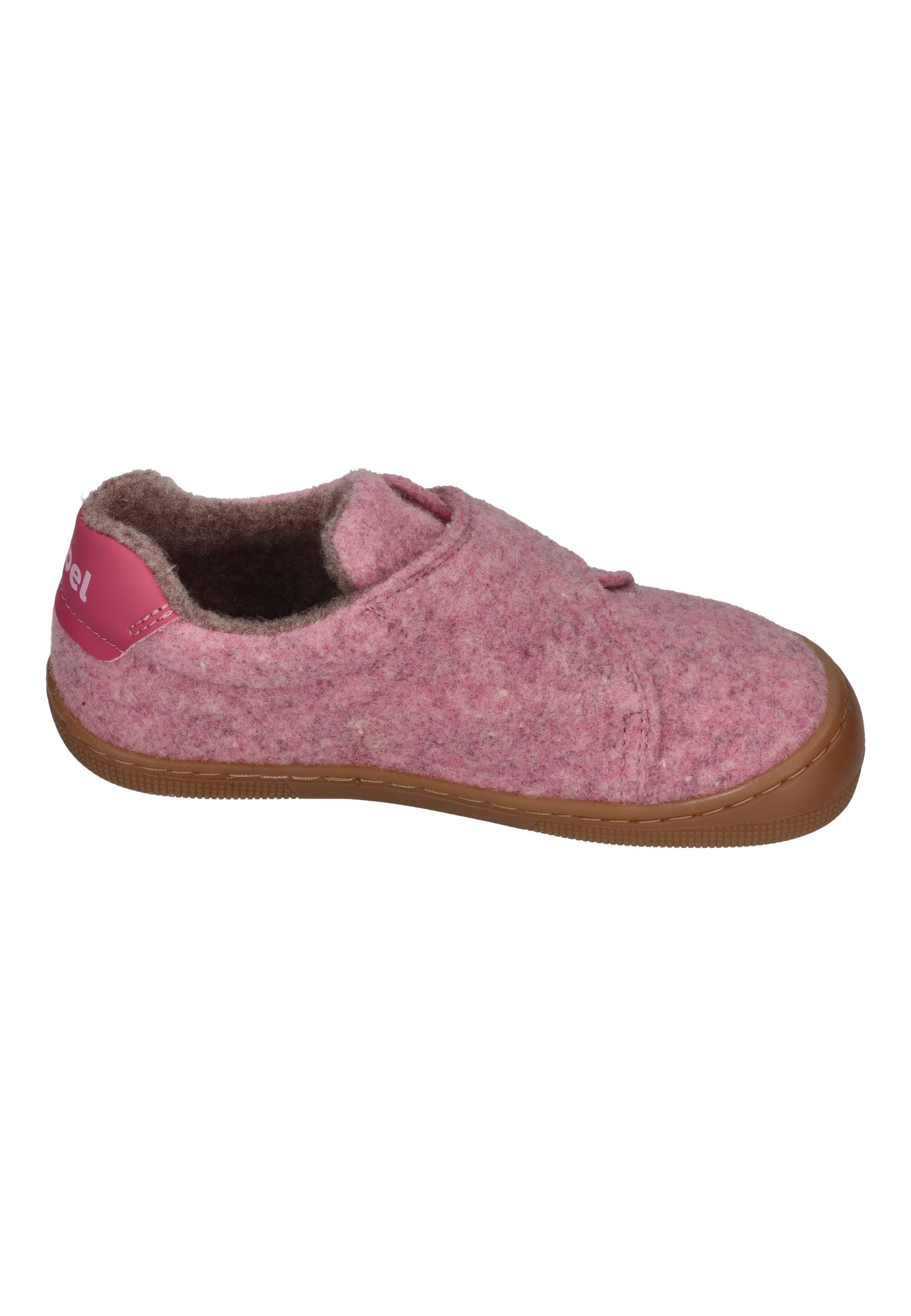 KOEL Barefoot Kinder Hausschuhe mit Klettverschluß DAN FELT pink