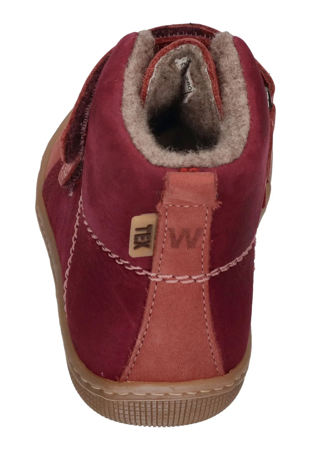 KOEL Barefoot Kinder Übergangsschuhe Booties extra weit KARO TEX FELT bordo