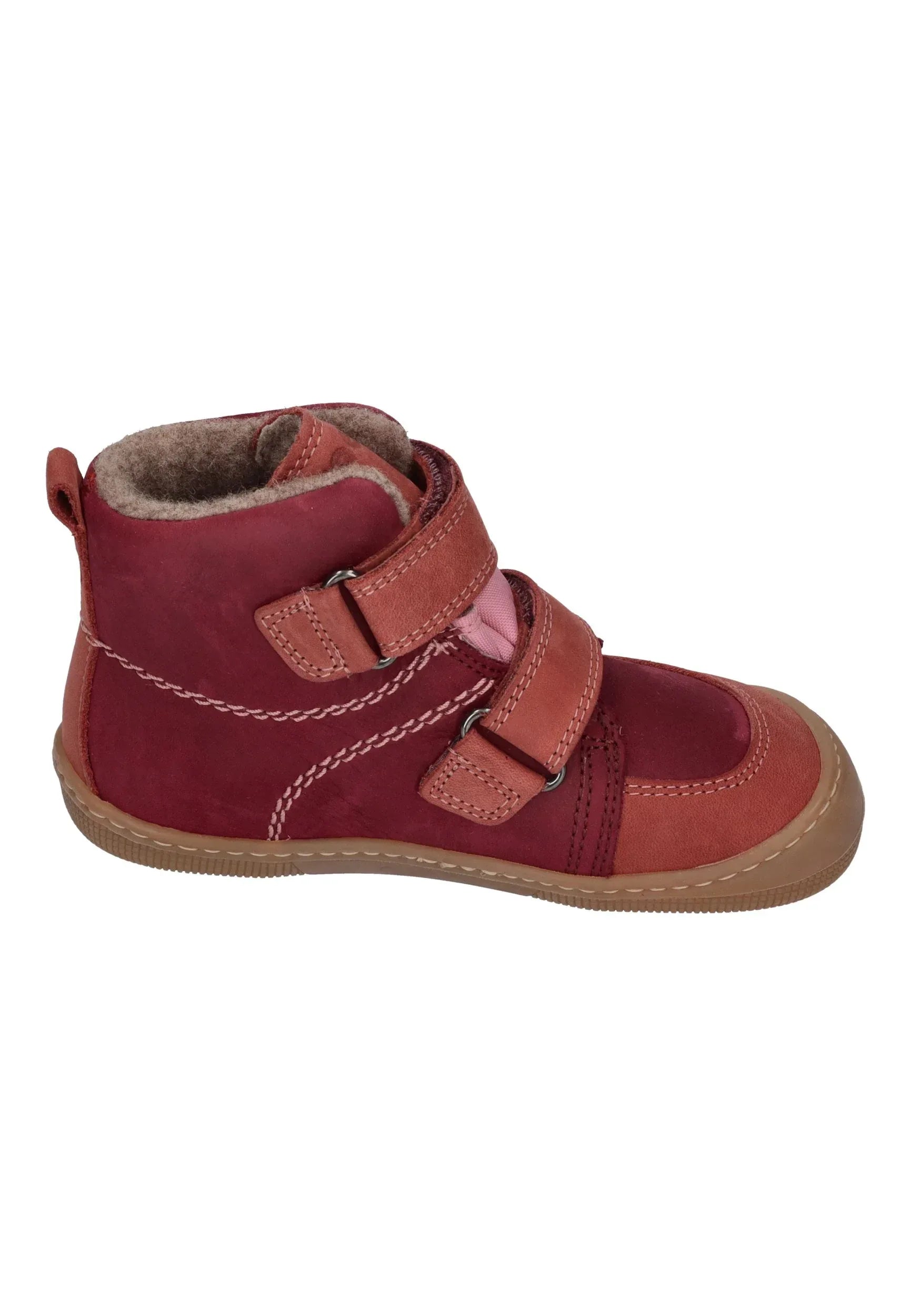 KOEL Barefoot Kinder Übergangsschuhe Booties extra weit KARO TEX FELT bordo