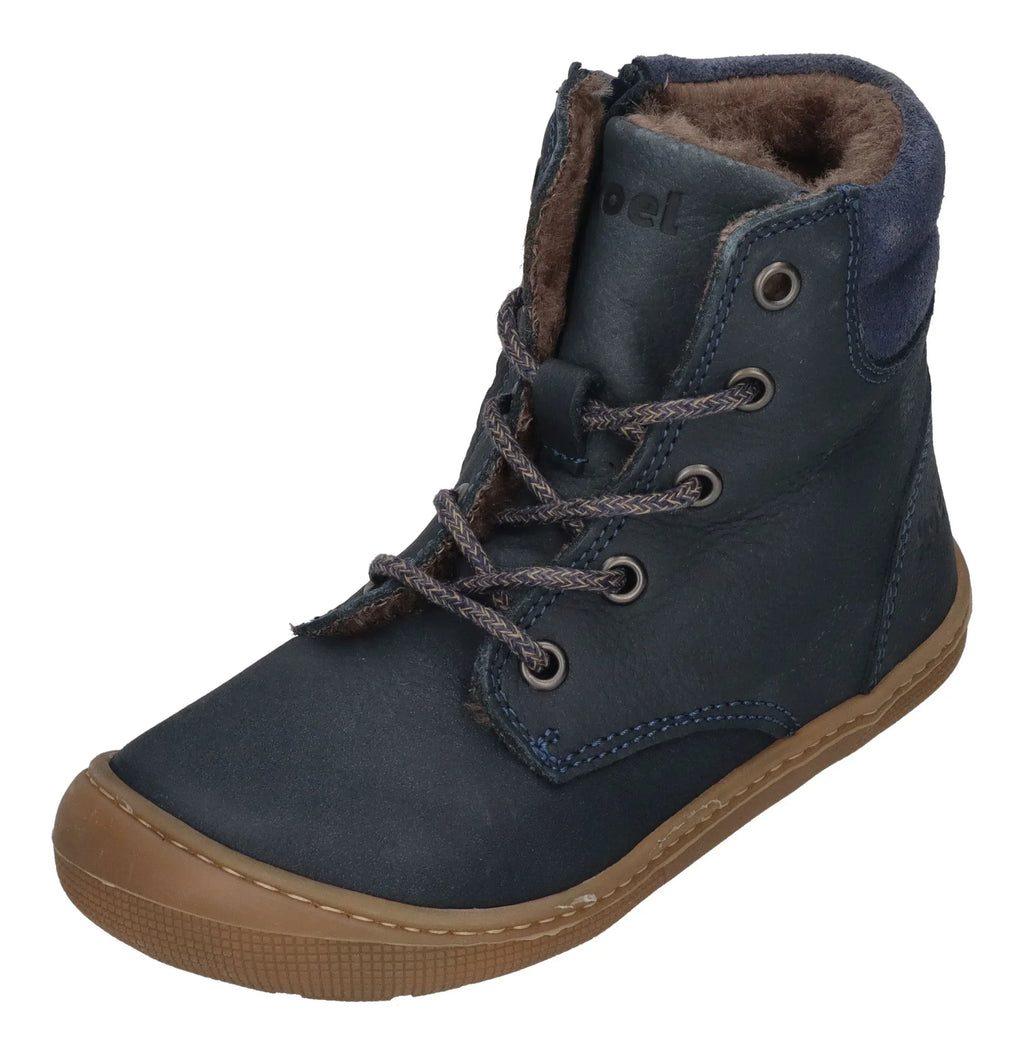 KOEL warm gefütterte Barefoot Kinderstiefel - DARIUS WOOL - blue