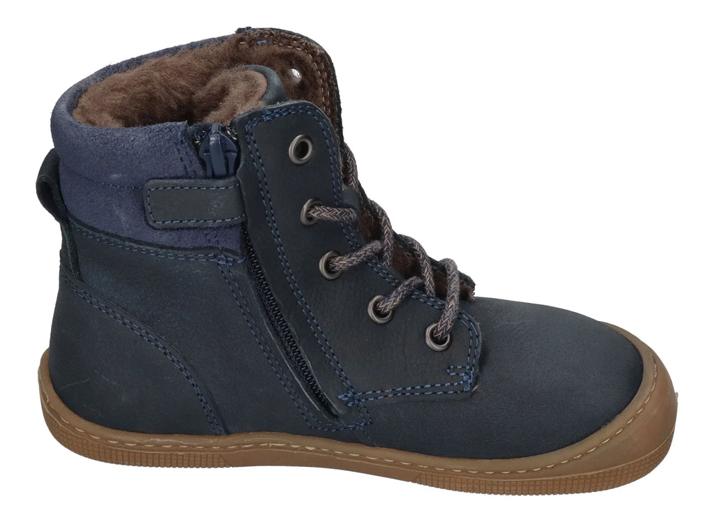 KOEL warm gefütterte Barefoot Kinderstiefel - DARIUS WOOL - blue