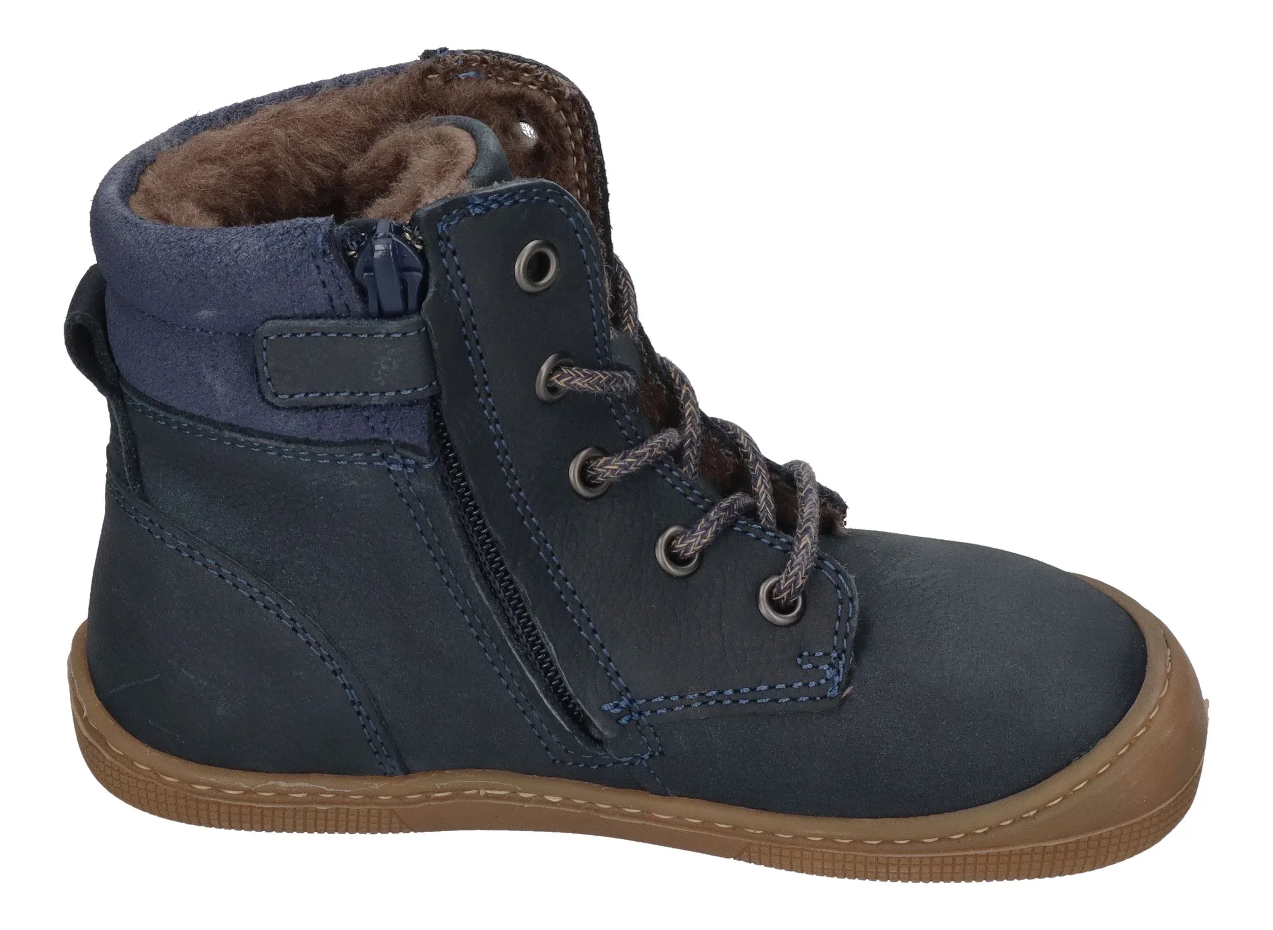 KOEL warm gefütterte Barefoot Kinderstiefel - DARIUS WOOL - blue
