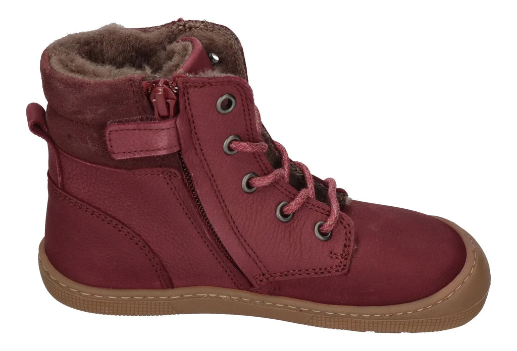 KOEL warm gefütterte Barefoot Kinderstiefel - DARIUS WOOL - bordo