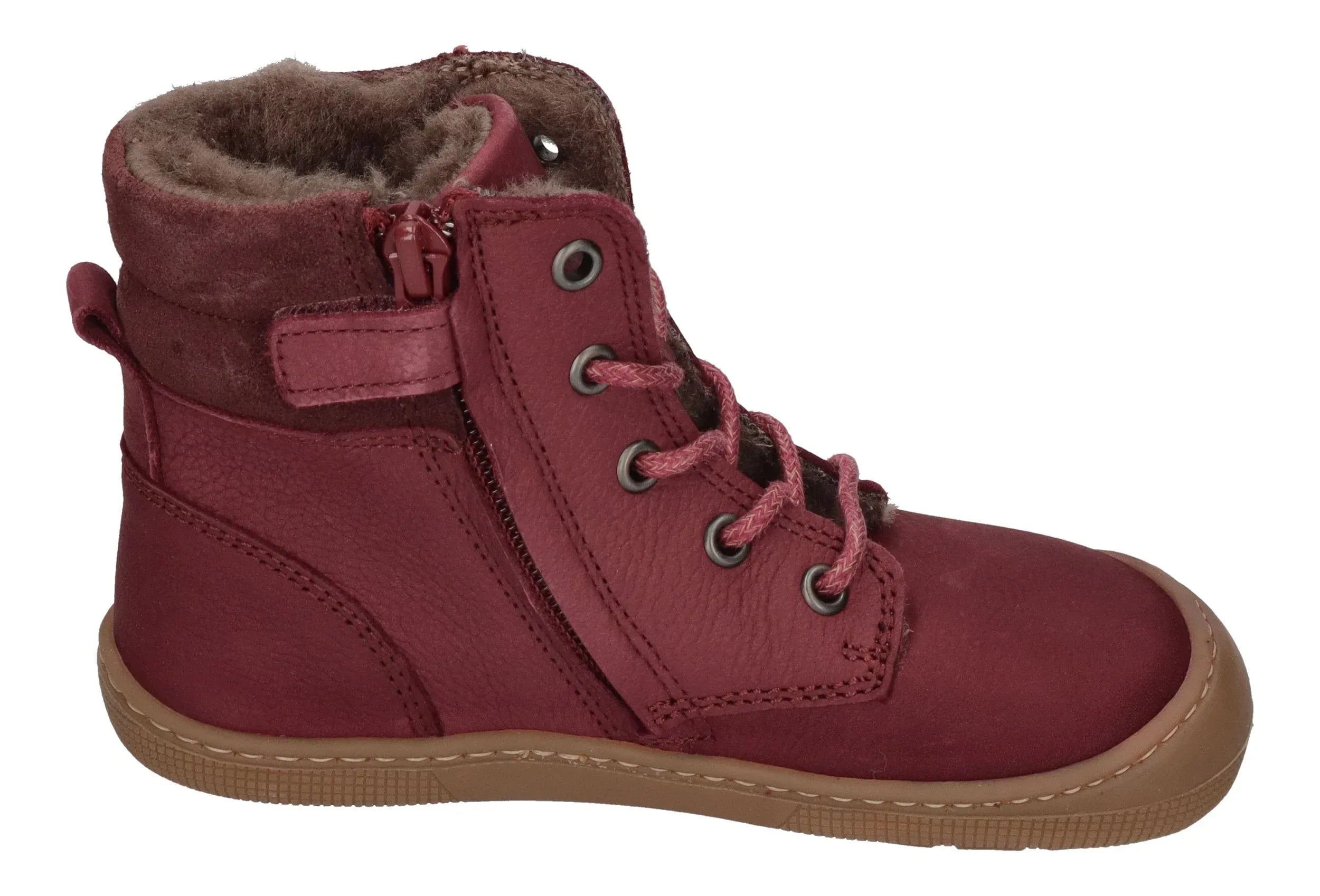 KOEL warm gefütterte Barefoot Kinderstiefel - DARIUS WOOL - bordo