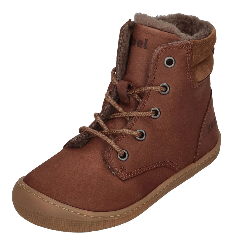 KOEL warm gefütterte Barefoot Kinderstiefel - DARIUS WOOL - chocolate