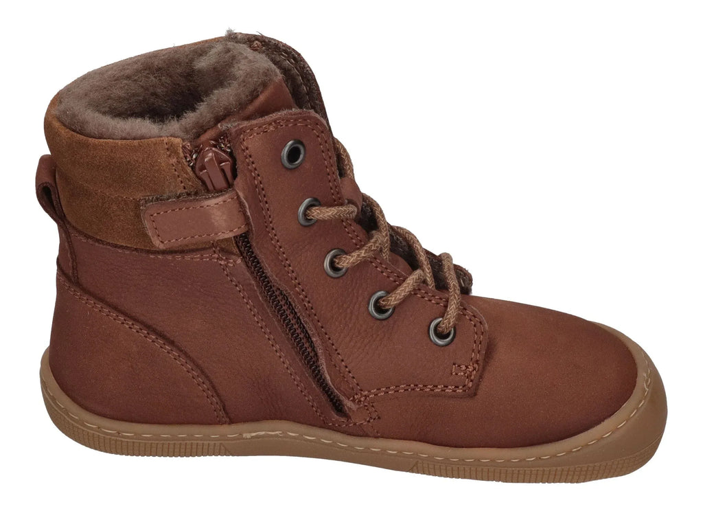 KOEL warm gefütterte Barefoot Kinderstiefel - DARIUS WOOL - chocolate