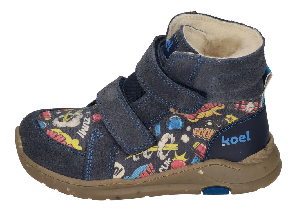 KOEL Barefoot gefütterte Kinder Sneakers SILAS TEX PRINT blue