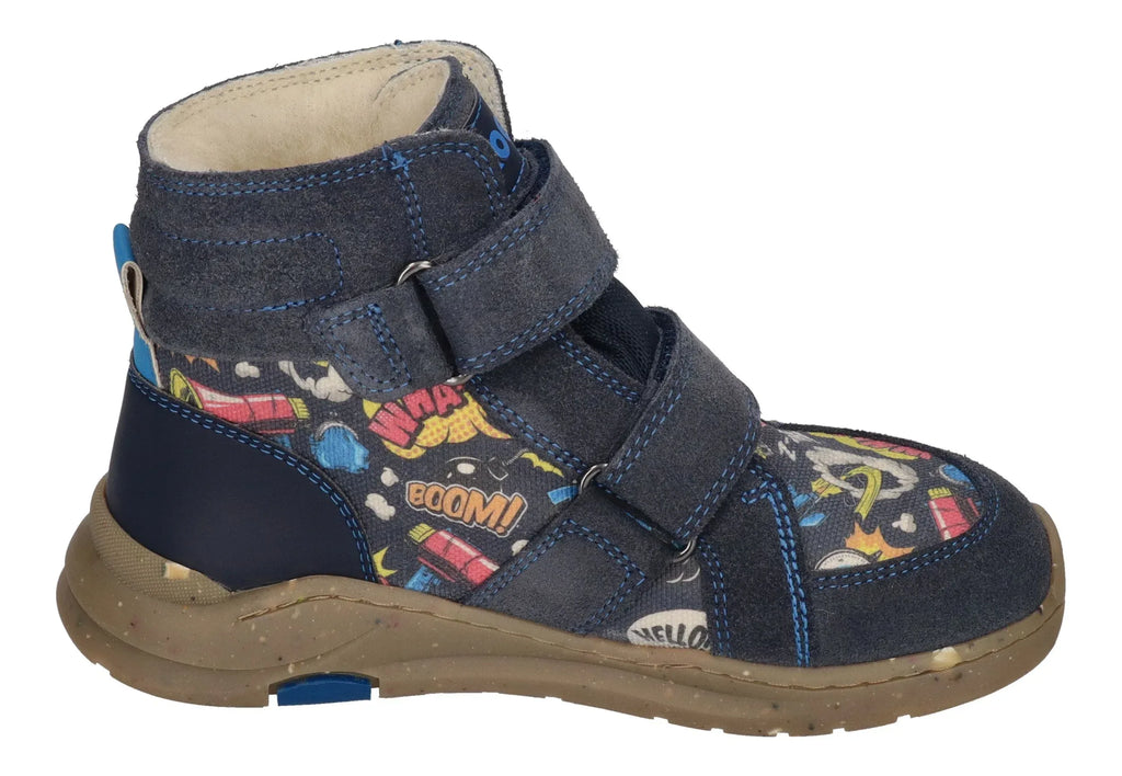 KOEL Barefoot gefütterte Kinder Sneakers SILAS TEX PRINT blue