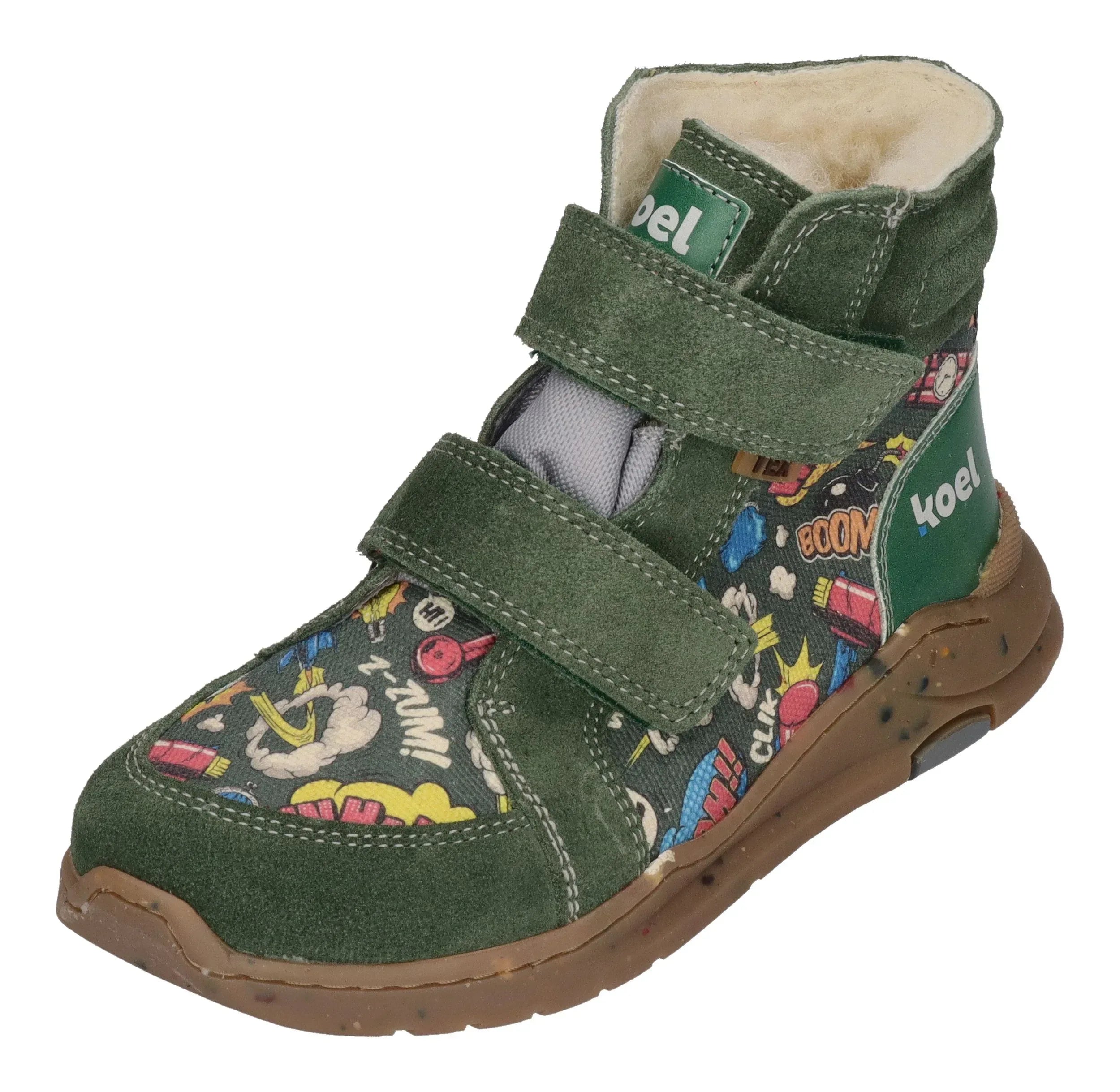 KOEL Barefoot gefütterte Kinder Sneakers SILAS TEX PRINT green
