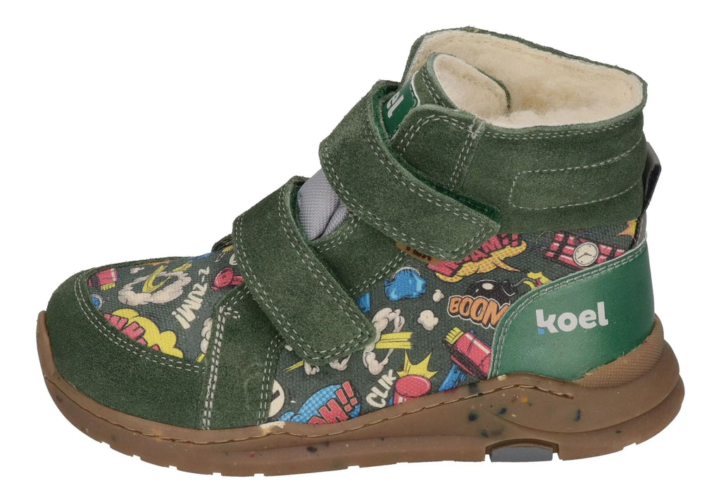 KOEL Barefoot gefütterte Teenager Sneakers SILAS TEX PRINT green