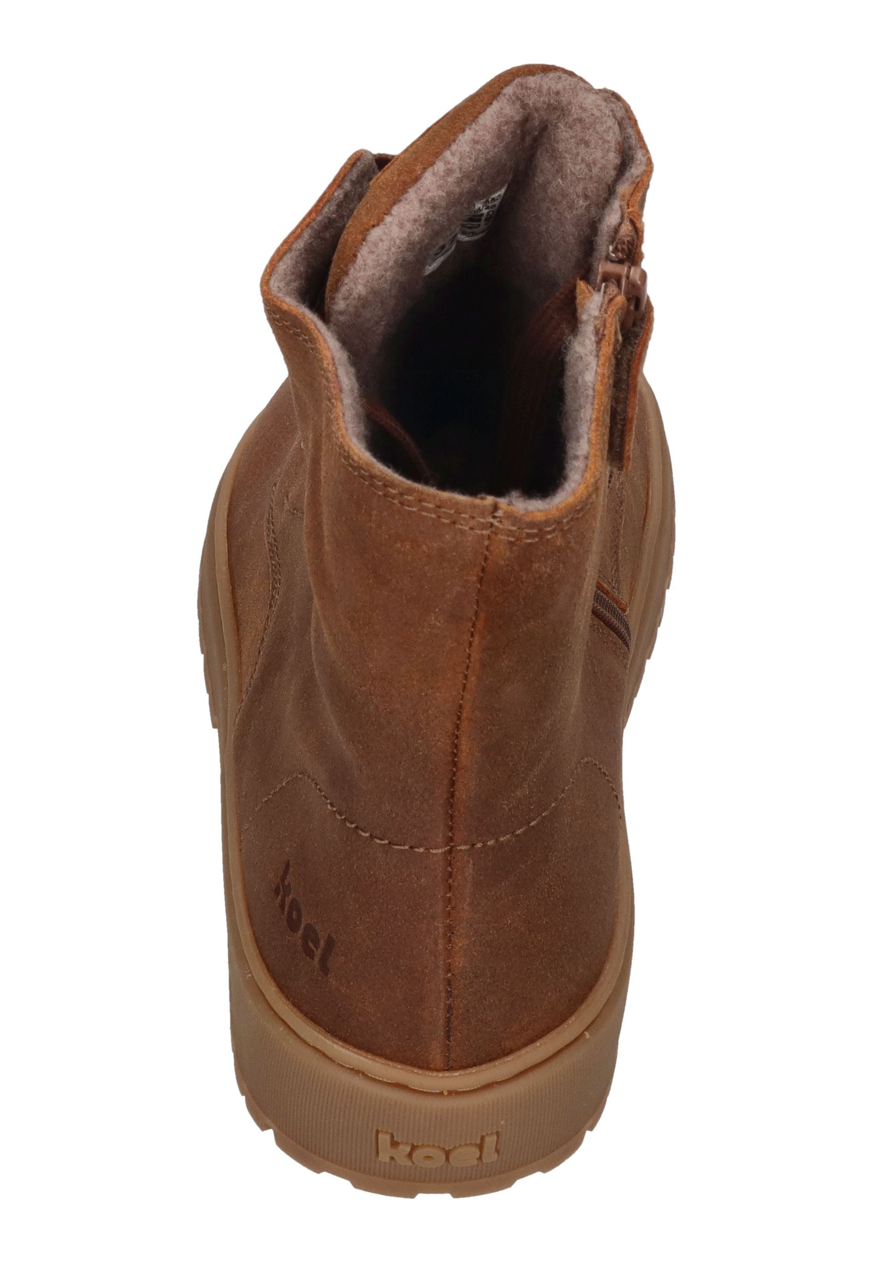 KOEL Damen gefütterte Barefoot Schnürboots GALYON FELT cognac