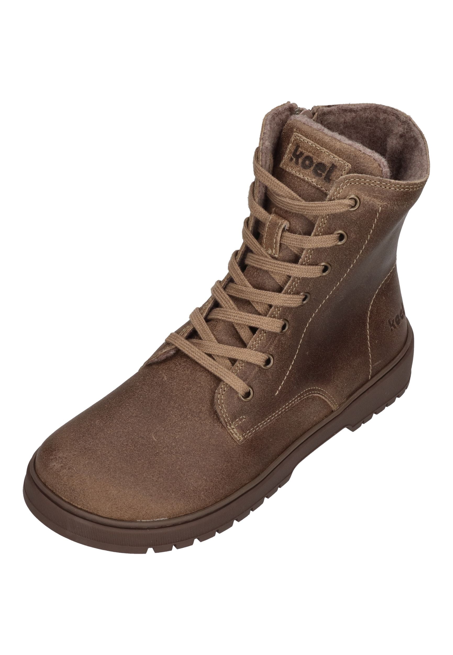 KOEL Damen gefütterte Barefoot Schnürboots GALYON FELT taupe