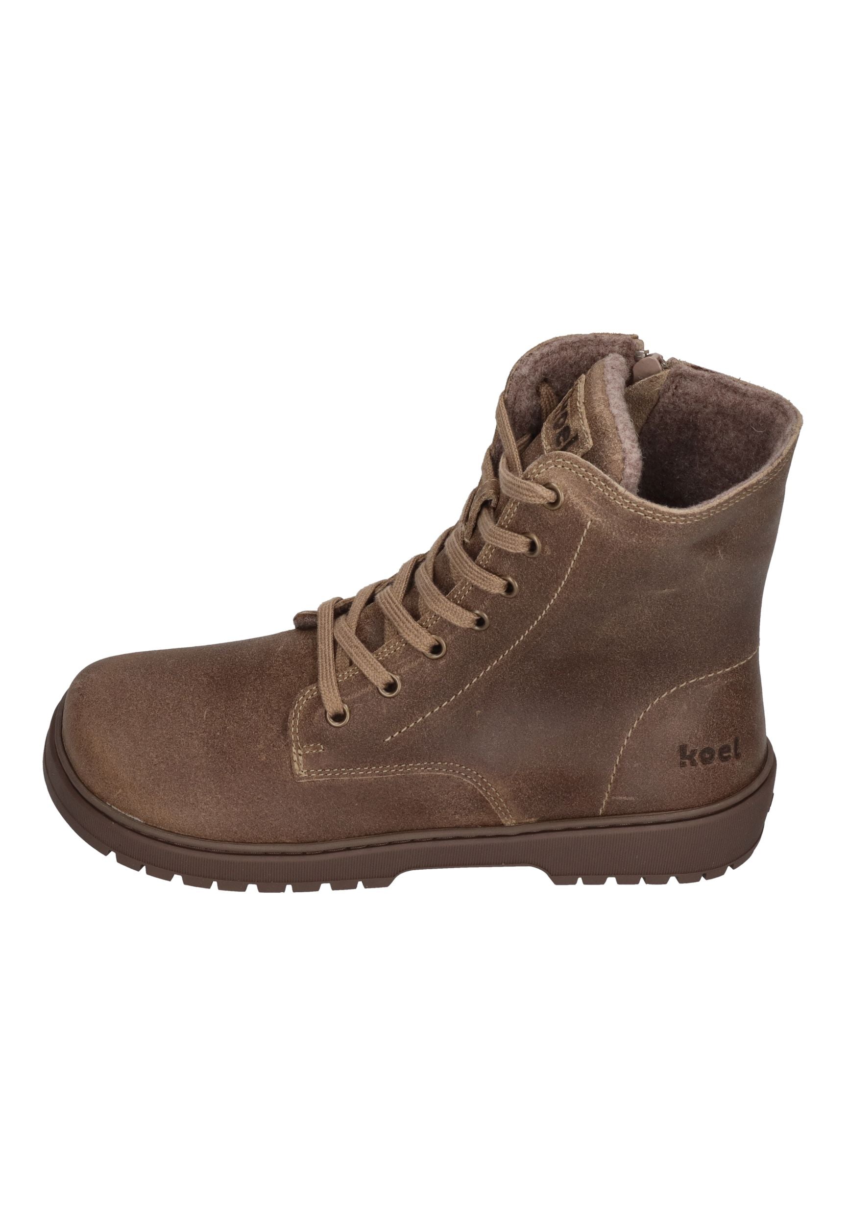 KOEL Damen gefütterte Barefoot Schnürboots GALYON FELT taupe