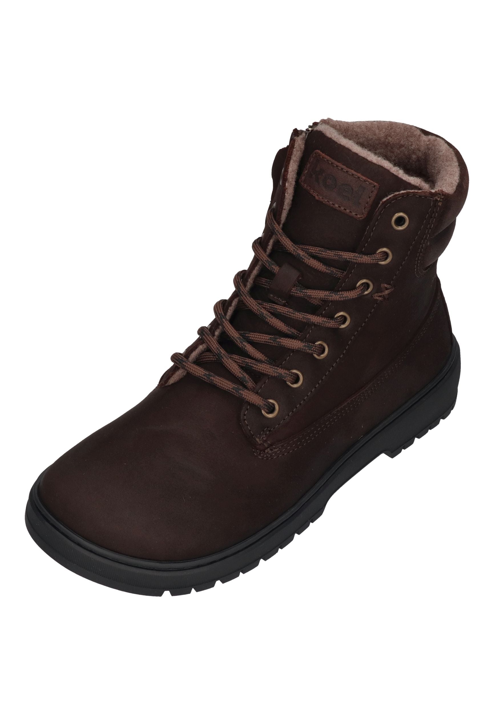 KOEL Damen gefütterte Barefoot Schnürboots GRAVON FELT brown