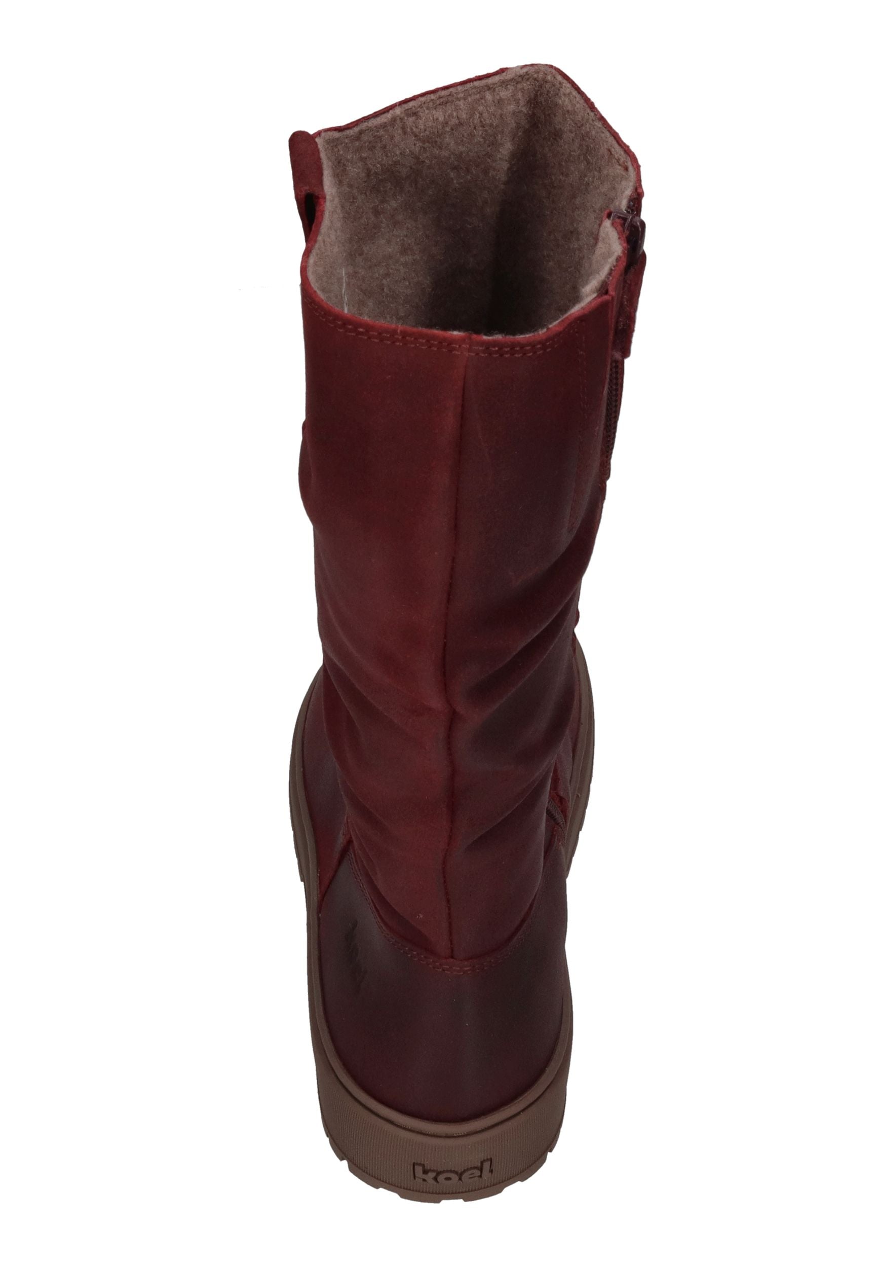 KOEL Damen gefütterte Barefoot Stiefel GLYRA FELT bordo