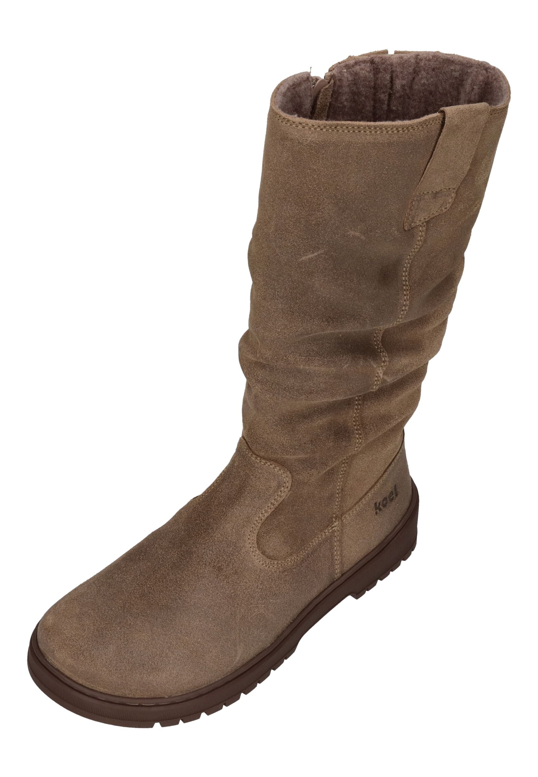 KOEL Damen gefütterte Barefoot Stiefel GLYRA FELT taupe