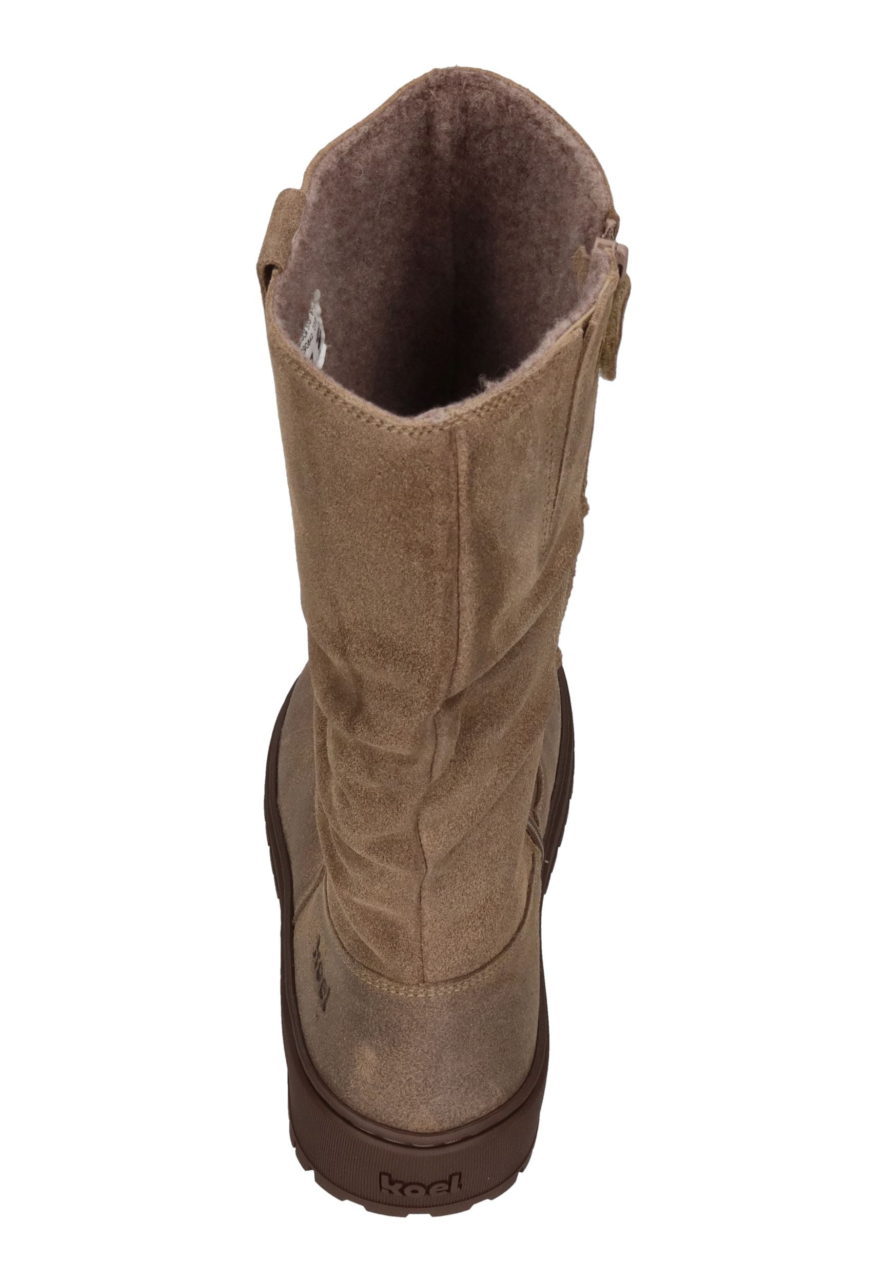 KOEL Damen gefütterte Barefoot Stiefel GLYRA FELT taupe