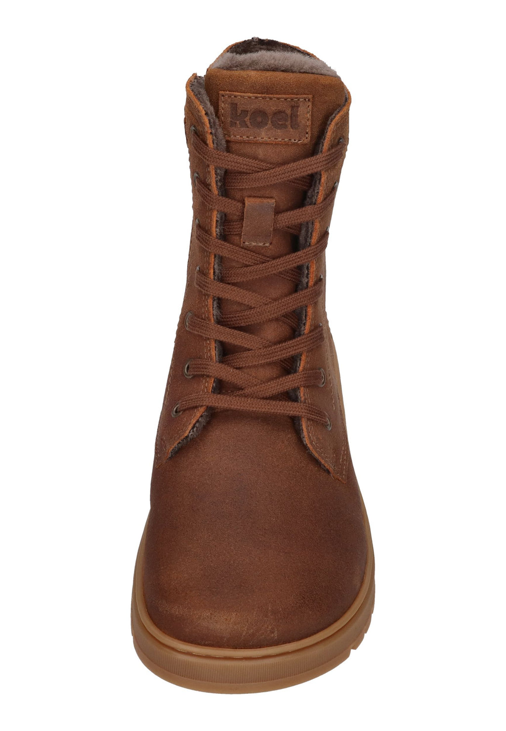 KOEL Damen gefütterte Barefoot Schnürboots GALYON WOOL cognac