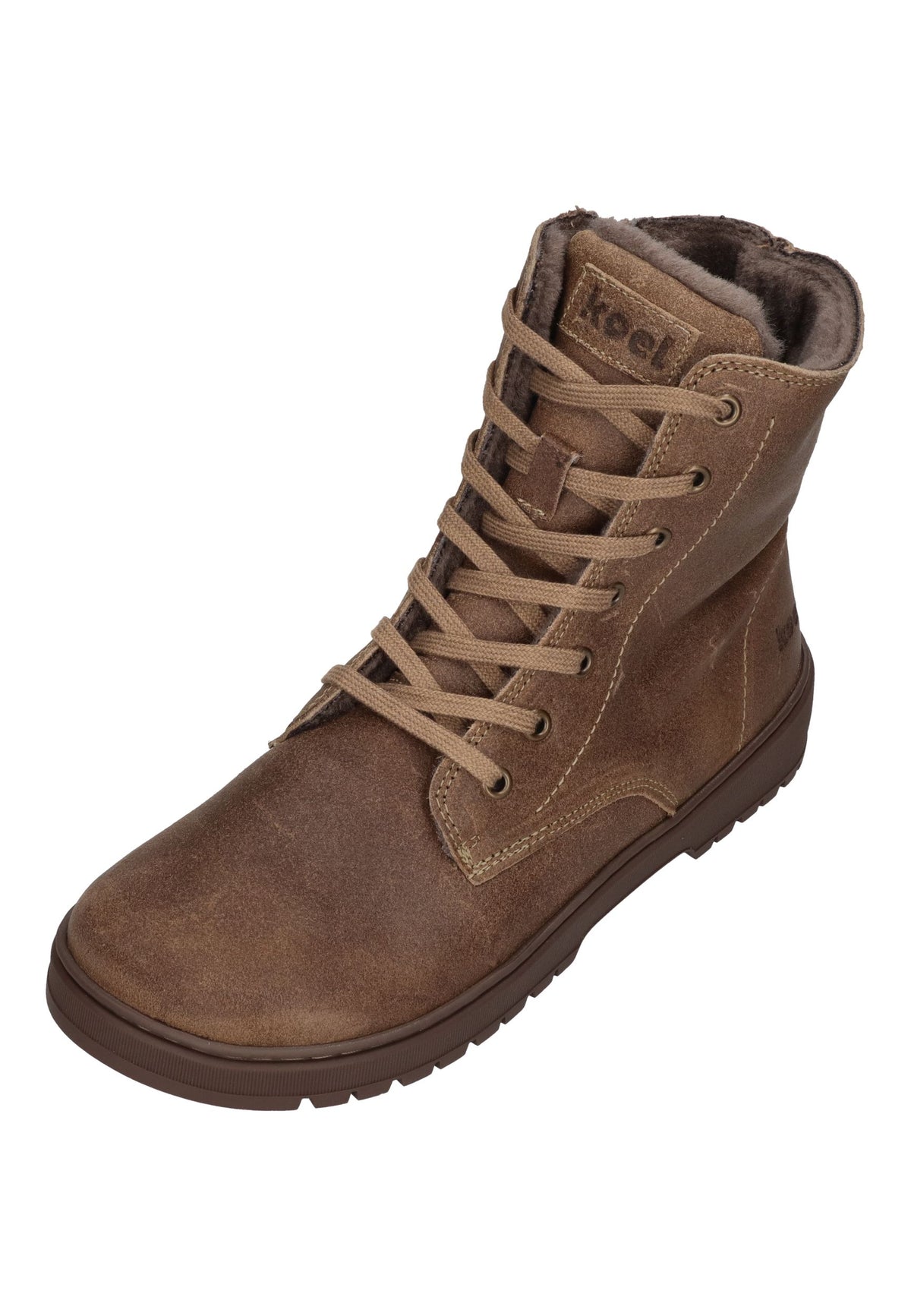 KOEL Damen gefütterte Barefoot Schnürboots GALYON WOOL taupe