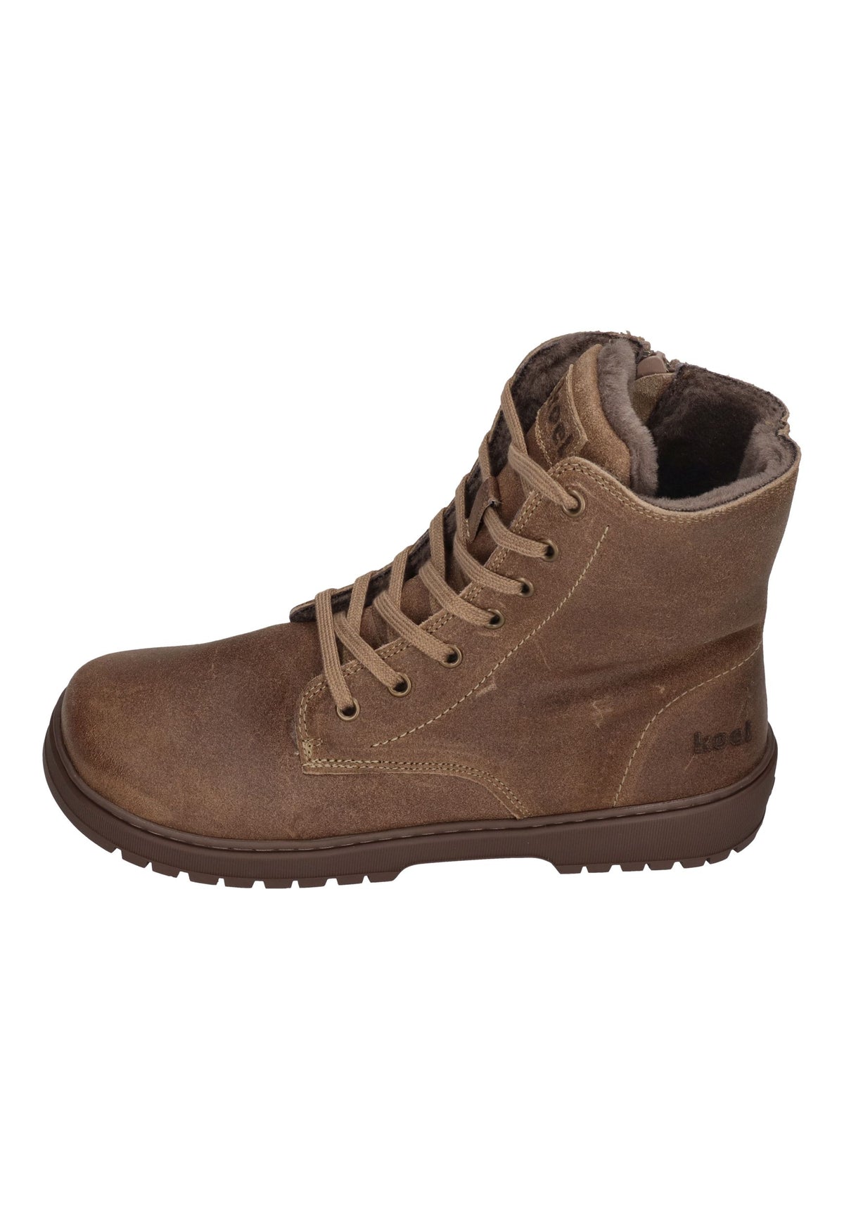 KOEL Damen gefütterte Barefoot Schnürboots GALYON WOOL taupe