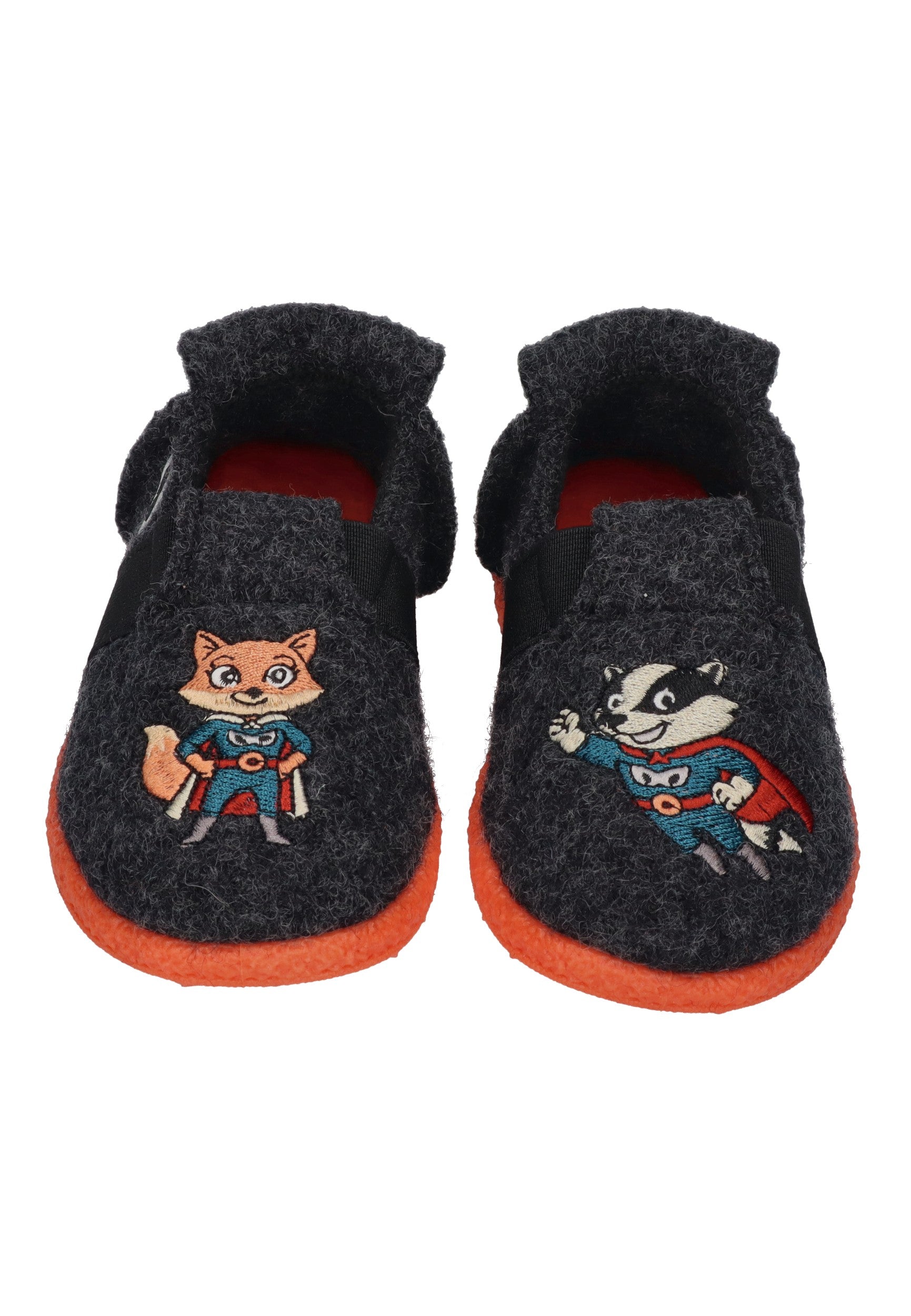 NANGA Kinder Hausschuhe Schurwolle SUPER HERO 2.0 dunkelgrau