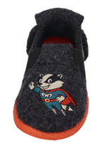NANGA Kinder Hausschuhe Schurwolle SUPER HERO 2.0 dunkelgrau