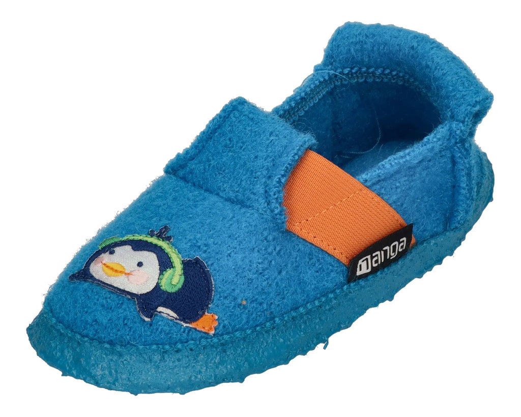 NANGA Kinder - Hausschuhe FUNNY PINGU - türkis