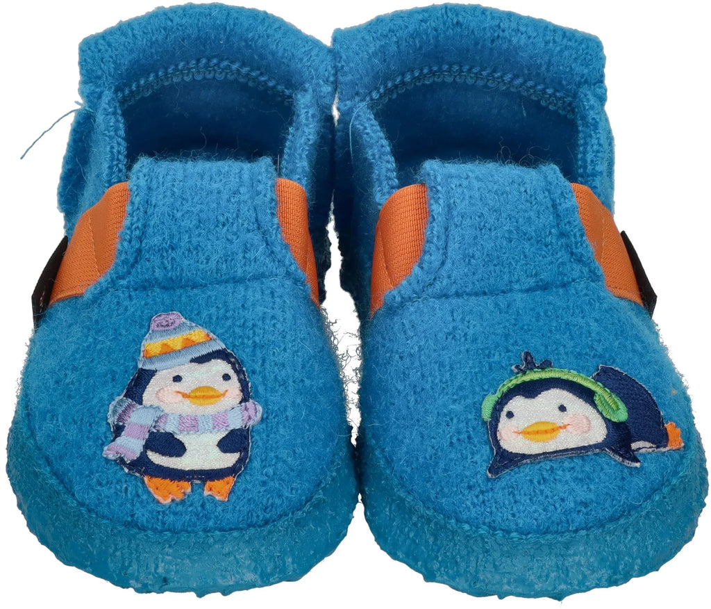NANGA Kinder - Hausschuhe FUNNY PINGU - türkis