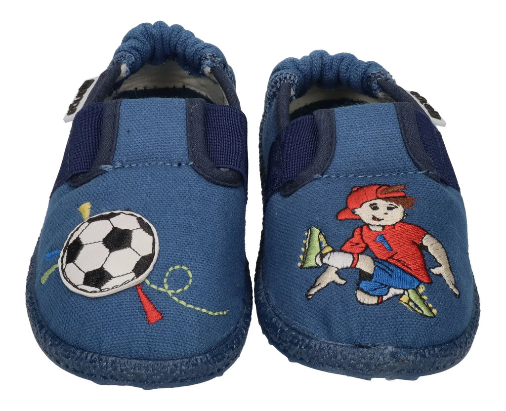 NANGA Kinder - Hausschuhe FUSSBALLER 2.0 mittelblau