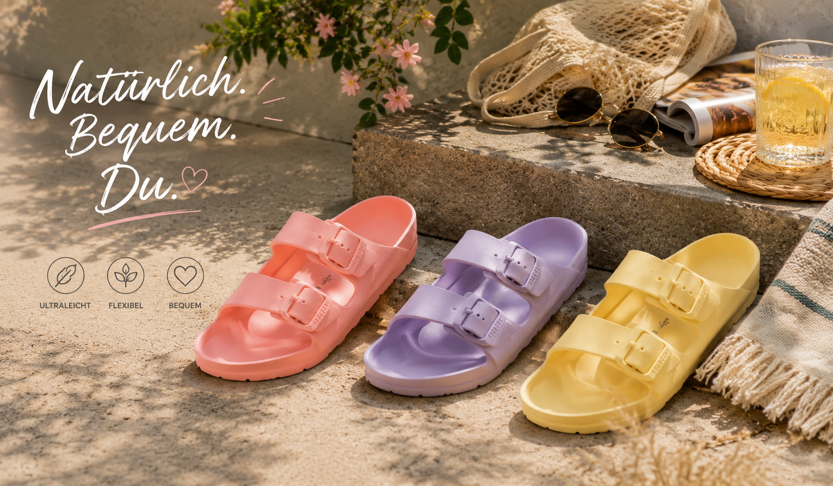 Natural World Bios Eva M2 Pantoletten und Plakton Wanda Swim – federleichter Sommerkomfort mit ergonomischem Fußbett