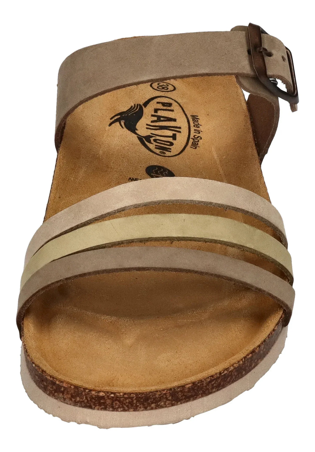 PLAKTON Damen Pantoletten BERTA 185862 kaki kiwi beige