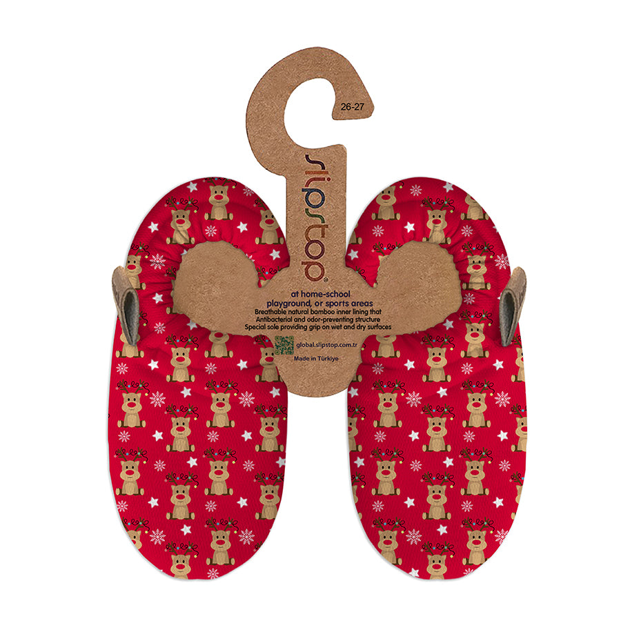 SLIPSTOP Kinder Hausschuhe Bootie RUDOLPH rot