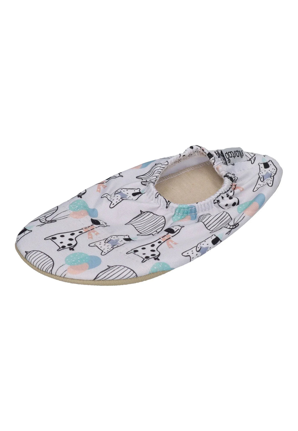 SLIPSTOP Kinder Hausschuhe Badeschuhe CHICO Wildtiere hellgrau