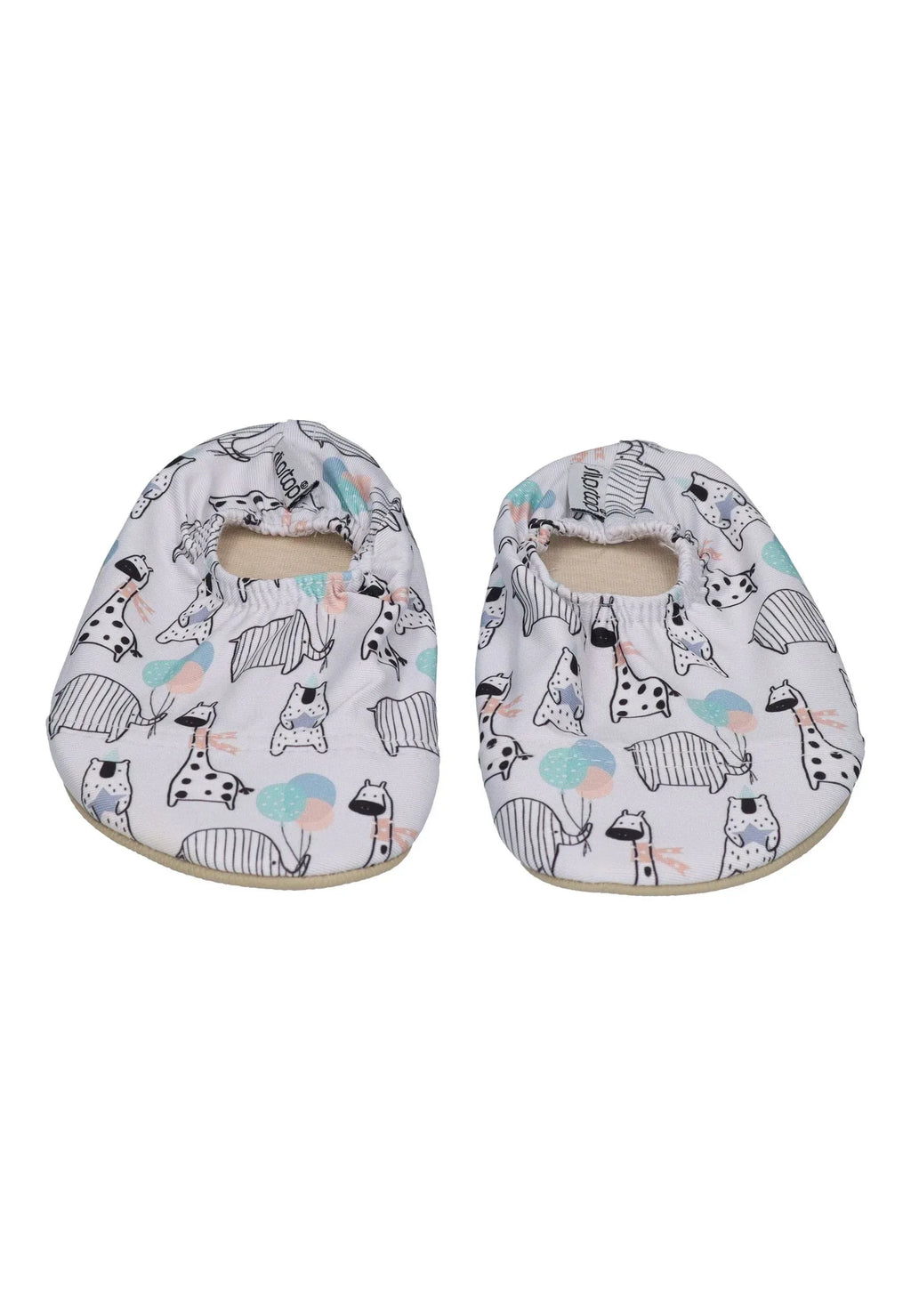 SLIPSTOP Kinder Hausschuhe Badeschuhe CHICO Wildtiere hellgrau