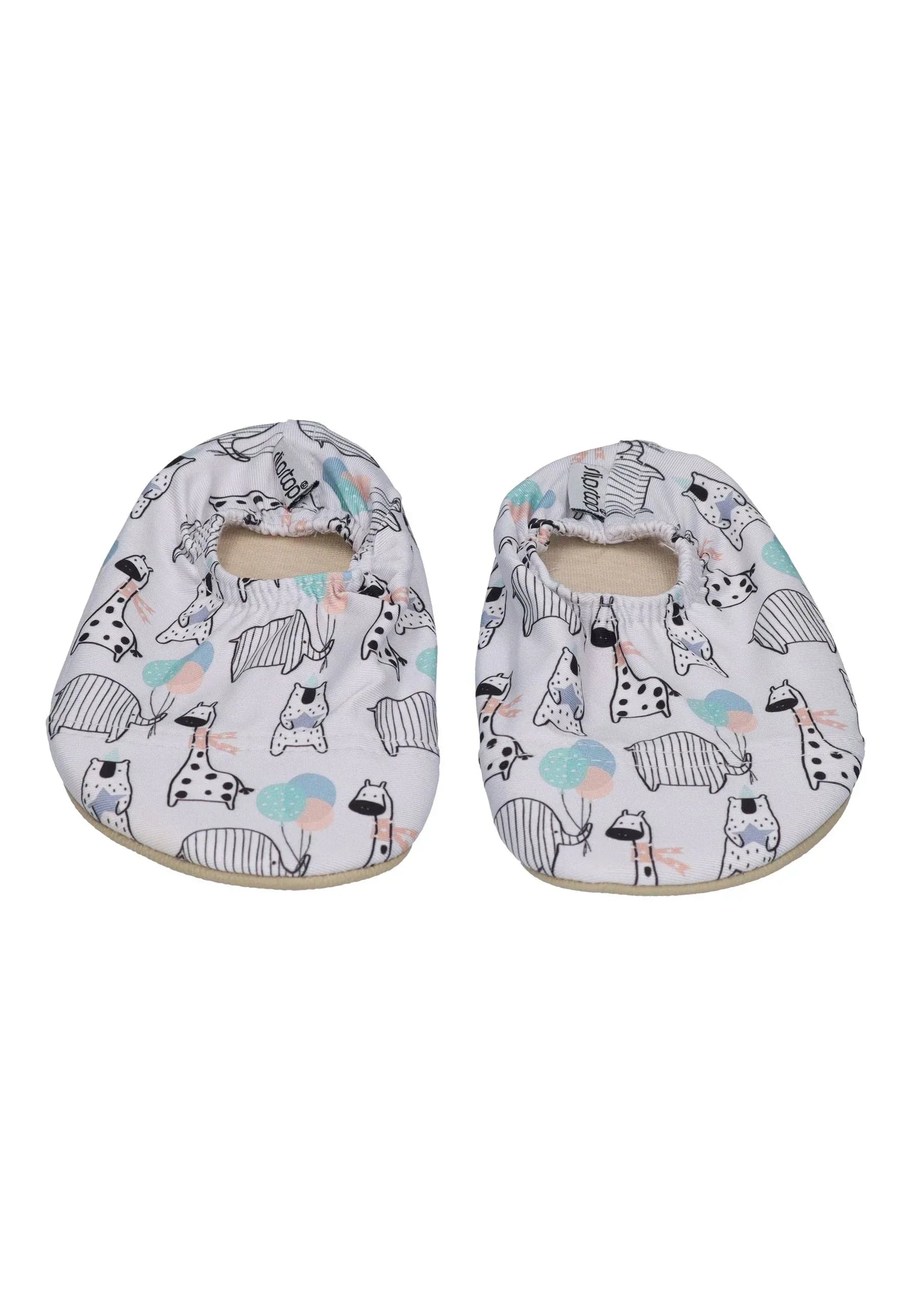 SLIPSTOP Kinder Hausschuhe Badeschuhe CHICO Wildtiere hellgrau
