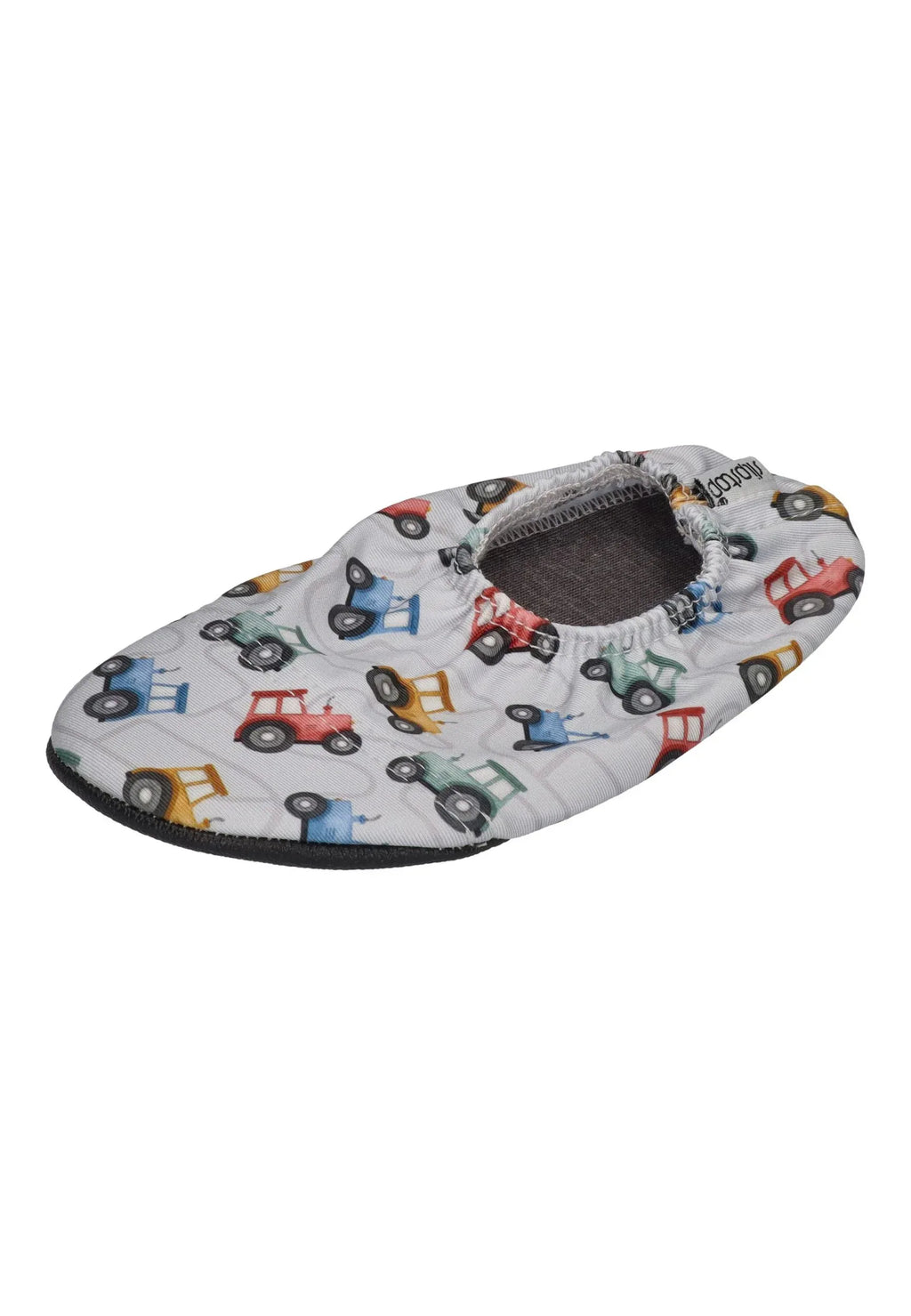 SLIPSTOP Kinder Hausschuhe Badeschuhe HARVESTER Traktoren Grau