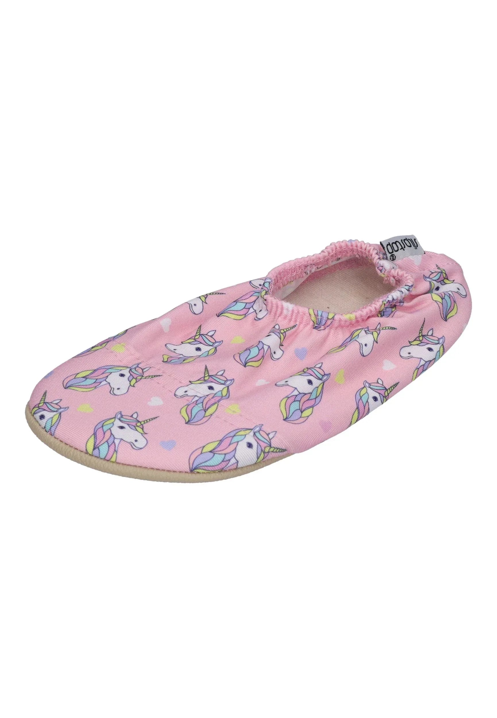SLIPSTOP Kinder Hausschuhe Badeschuhe MYTHOS Einhörner hellrosa