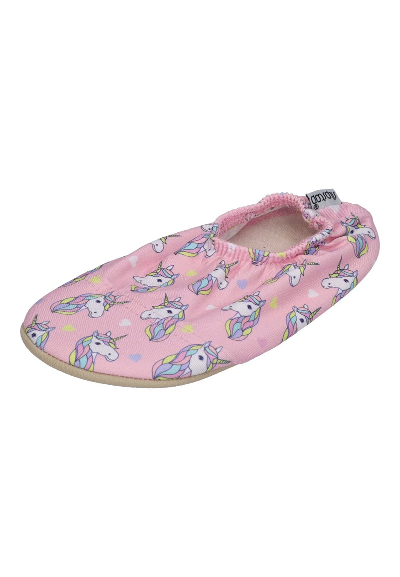 SLIPSTOP Kinder Hausschuhe Badeschuhe MYTHOS Einhörner hellrosa