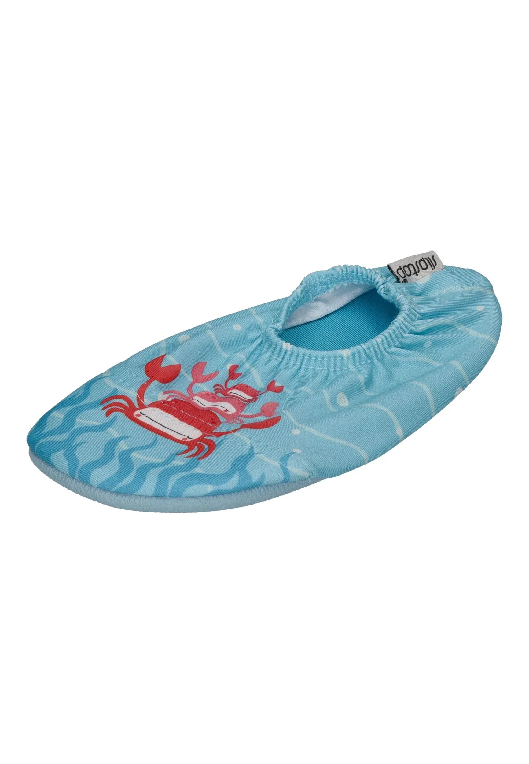 SLIPSTOP Kinder Hausschuhe Badeschuhe PUFFY Krabben blau