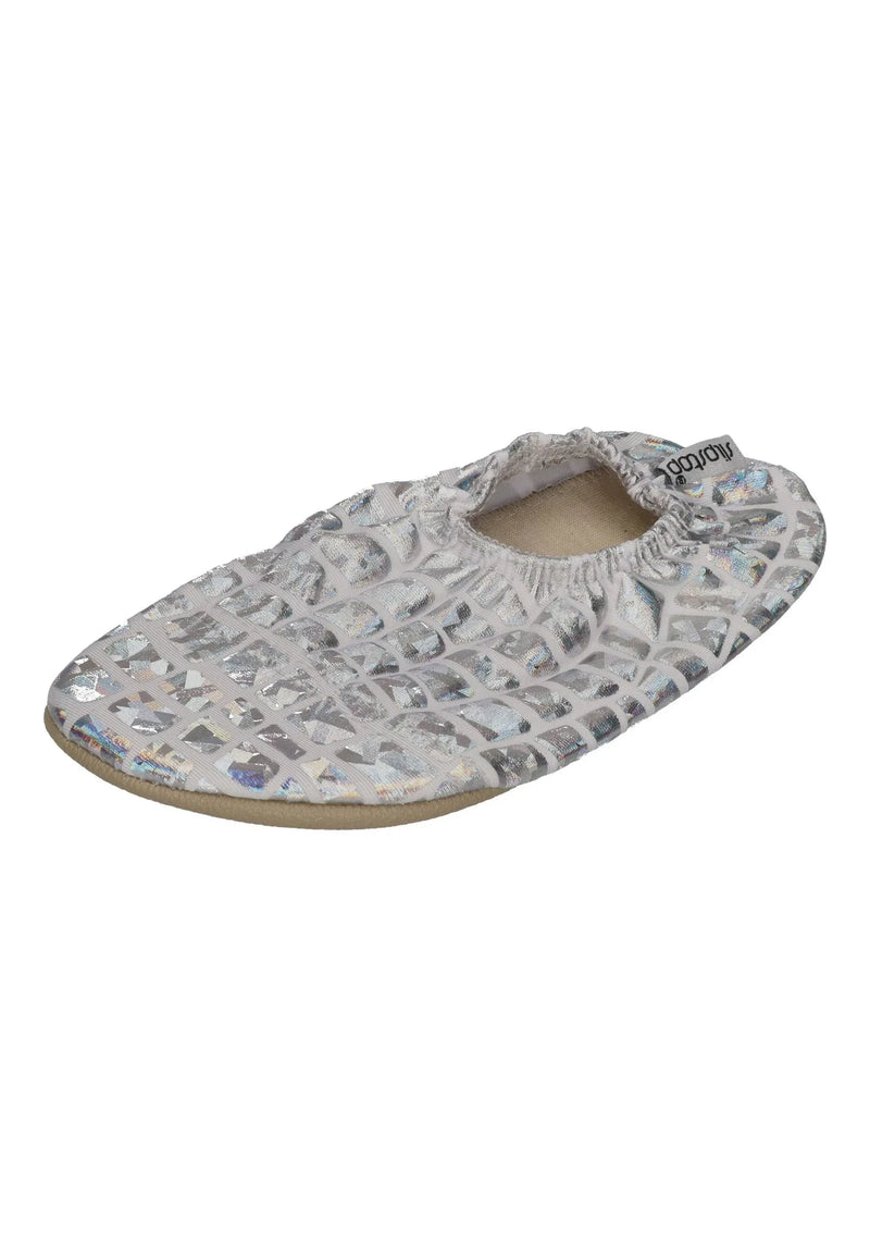 SLIPSTOP Kinder Hausschuhe Badeschuhe SILVER silberglänzend