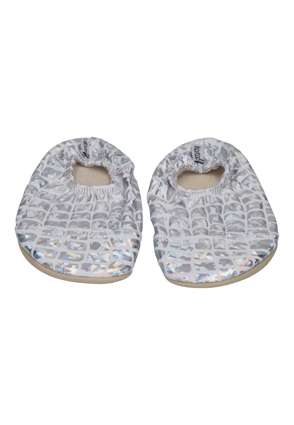 SLIPSTOP Kinder Hausschuhe Badeschuhe SILVER silberglänzend