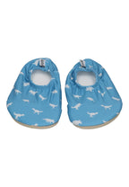 SLIPSTOP Kinder Hausschuhe Badeschuhe DINO PETROL Dinosaurier blau
