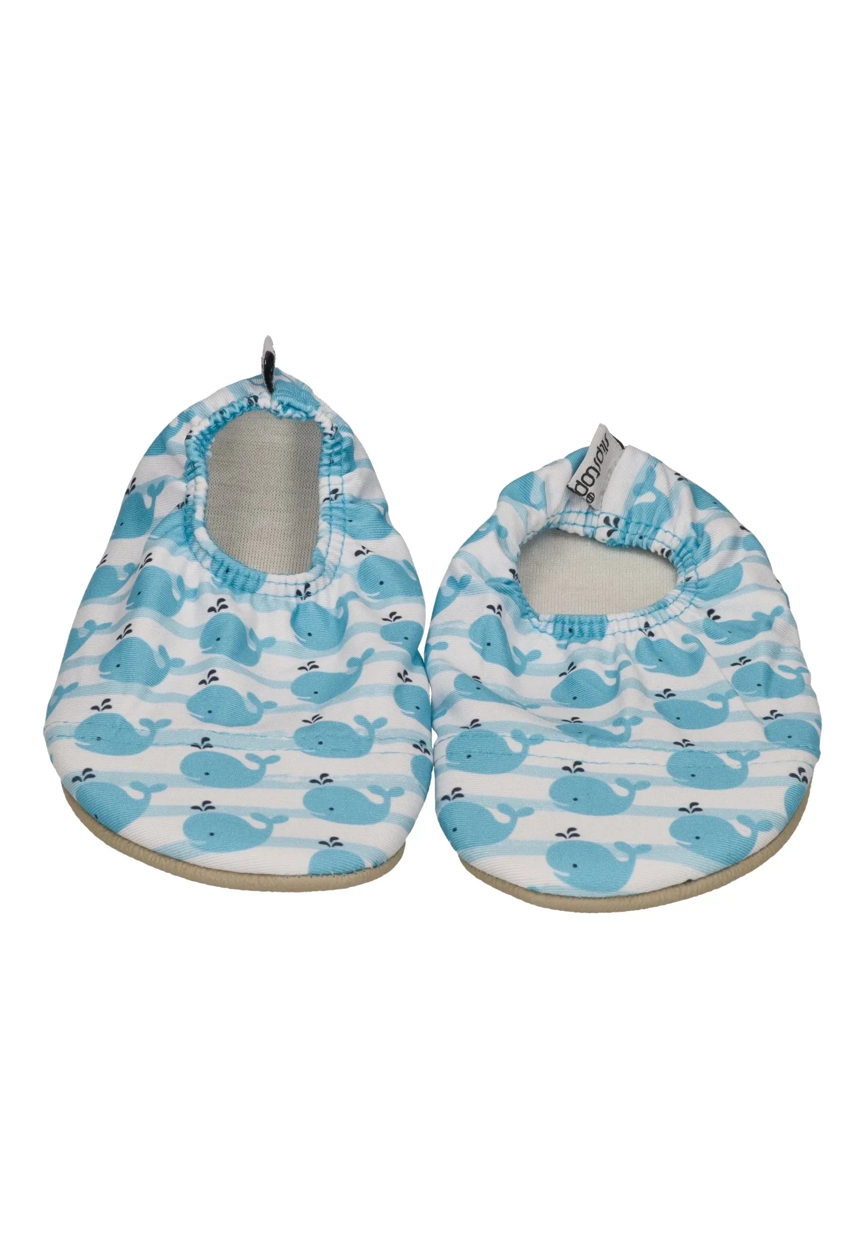 SLIPSTOP Kinder Hausschuhe Badeschuhe DORIS Wal white blue