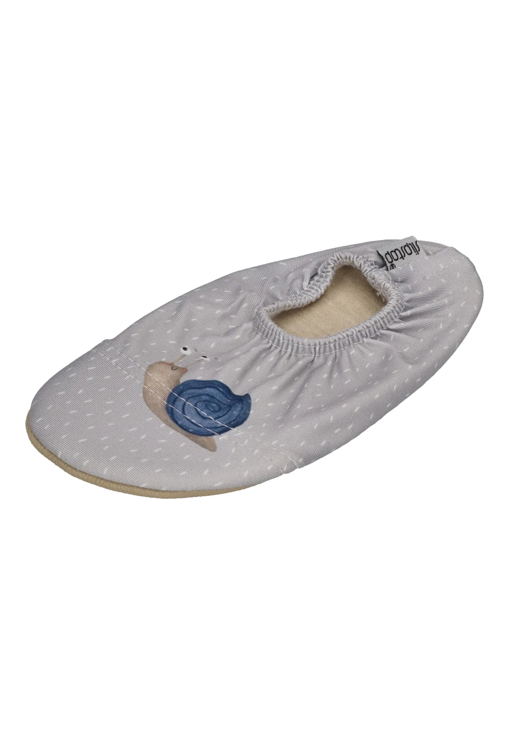 SLIPSTOP Kinder Hausschuhe Badeschuhe Escar Schnecke grau
